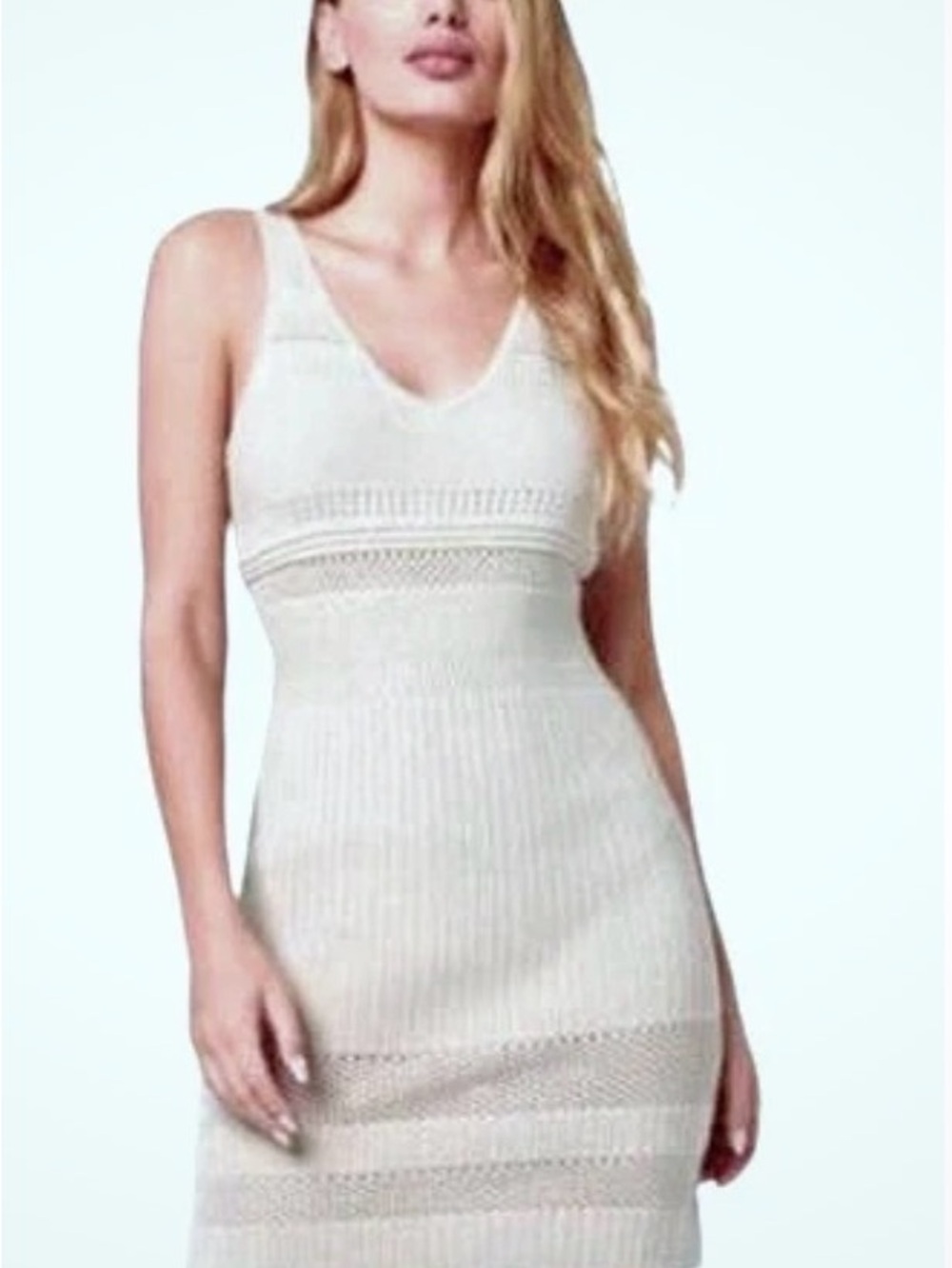 ANR+ Alp N Rock Ulla Knit Ivory Bodycon Mini Dress Women’s XL Beach Boho Resort